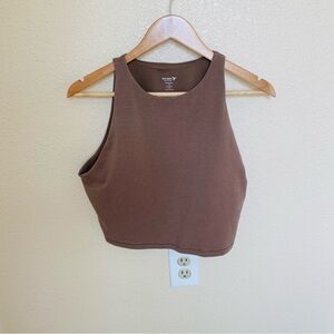 Old Navy Brown Athletic Longline Crop Tank